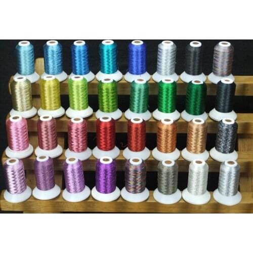 Simthread 32 Assorted Colors Machine Embroidery Thread Luxurious Metallic Thread Similar to Madeira Colors 500 Meters Each