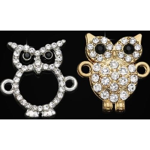 JAKONGO Rose Gold Plated Crystal Owl Connector for Jewelry Making Earrings Accessories Findings DIY 18x16mm 5pcs/lot
