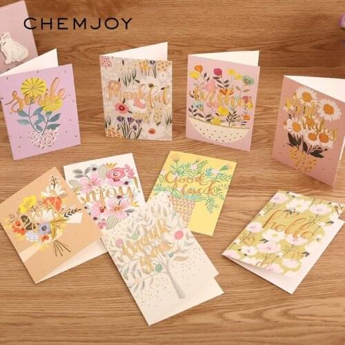 Pack of 9 Assorted Flowers Blank Greeting Cards Thank You Note Cards Invitations with Envelopes for Wedding Birthdays