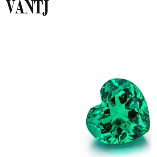 VANTJ Lab Grown Emerald Loose Gemstone Hydrothermal Created Emerald Heart Cut Diy for Silver Gold Women Jewelry Random Delivery