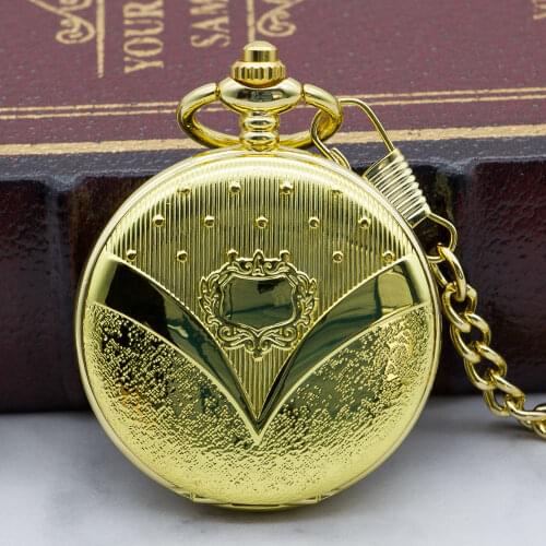 High Quality New Retro Vintage Classic Pattern Golden Skeleton Mechanical Pocket Watch PJX1322