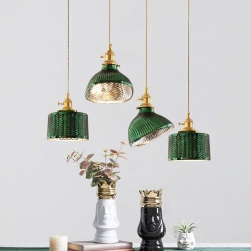 Japanese rustic pendant light Minimalist Glass Lighting Personality Decoration Green designer replica lighting bar pendant light