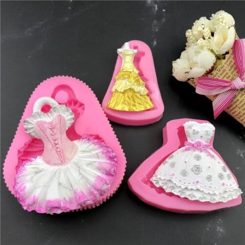 Skirt Silicone Cake Mold Lady Girl Fondant Cake Mold Chocolate Decorating Tools Cake Baking Gypsum clay Moulds