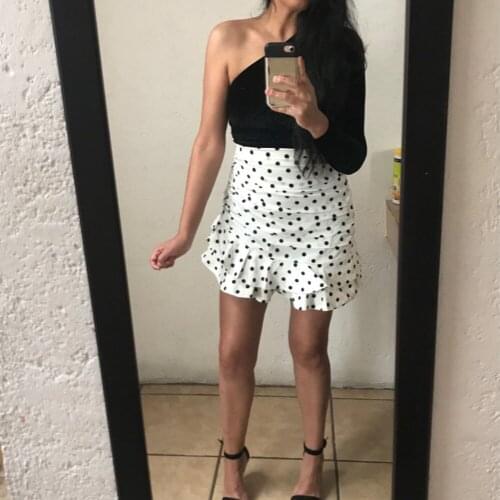 Stylish Chic Polka Dot Print Ruched Asymmetrical Mini Skirt Za 2019 Fashion Women Skirts Casual Streetwear Jupe Femme