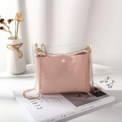 Women Transparent Bucket Bag Clear PVC Jelly Small Shoulder Bag Female Chain Crossbody Messenger Bags 2020 Design Luxury Handbag