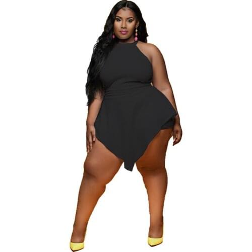 L-4XL summer 2021 plus size women jumpsuits fashion sexy solid color Slim fit zipper sleeveless rompers wholesale Dropshipping