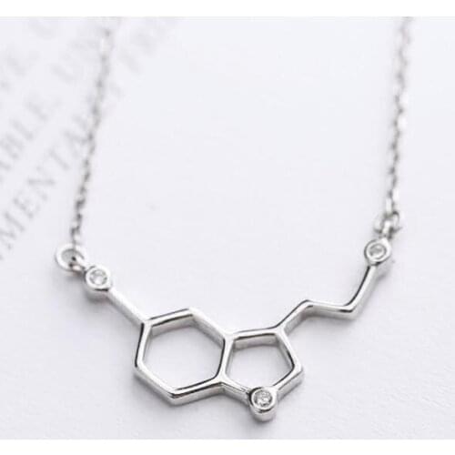 Daisies 1pc 925 Sterling Silver Molecular Pendant Necklace Chemical Necklace Science Students Choker Necklace