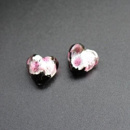 10cs Lampwork Glass Foil Beads Light Purple Color 12mm Heart Shape Lampwork Glass Beads Handmade for jewelry Making