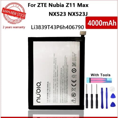 100% Genuine Li3839T43P6h406790 Battery For ZTE Nubia Z11 Max NX523 NX523J 4000mAh Phone High Quality Batteries With Tools