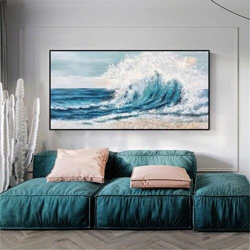 100% Hand Painted Art Modern Home Decoration Wall Picture Waves Seascape Oil Painting On The Living Room Bedroom No Frame