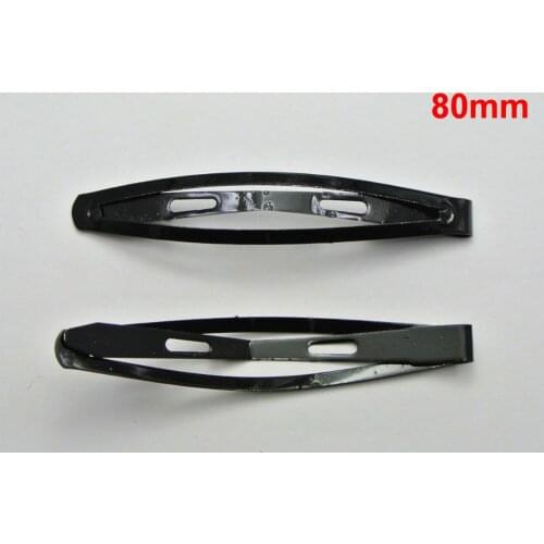 24 Black Metal Snap Baby Bows Hair Clip Barrettes 80mm DIY Girl