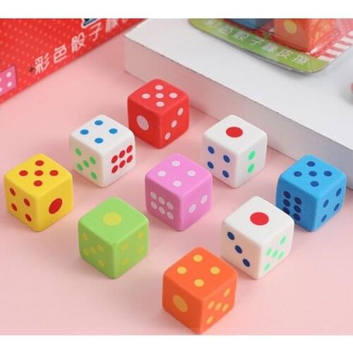 3 Pcs/set Novelty Dice Shaped Erasers Kids Pencil Eraser 3D Candy Color Rubber Toy Stationery School Office Correction Supplies