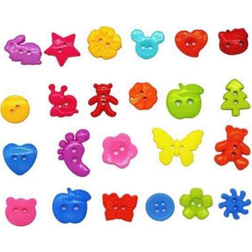 400pcs/lot Plastic Color Childrens Button DIY Handmade Buttons Color Butterflies, Bears, Apples, Various Style Buttons