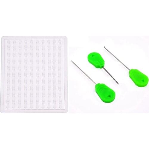 500 Pcs Clear Fishing Bait Rig Carp Stops & 1 Set Wholesale Bait Needle Tool