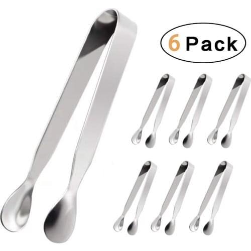 6PCS Ice Tongs Mini Serving Tongs Stainless Steel Kitchen Tongs for Appetizers Sugar Cube