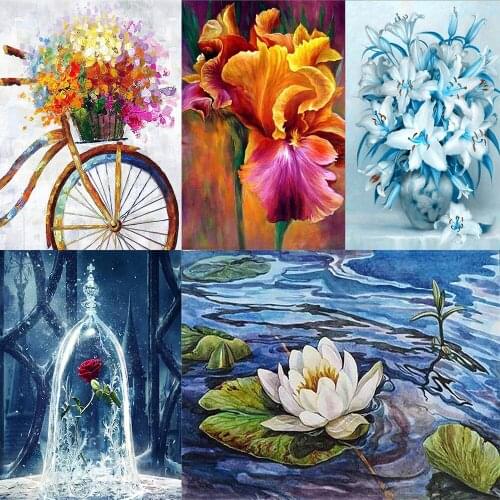 Art 5D Diy Diamond Painting Colored Flower Diamond Pictures Cross Stitch Rhinestone Embroidery Home Decoration