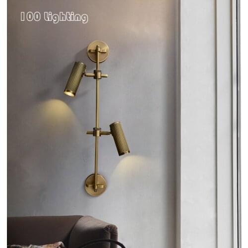 American Retro LED Wall Lights Brass High Quality Livingroom Bedside Wall Sconces Rotatable Atmosphere Luminaire Home Deco
