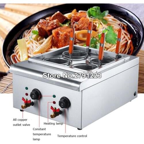 4 Holes Noodles Cooker Machine Electric Pasta Cooking Machine Pasta Maker Commercial 5000W Table Top 4 Baskets Noodles Cooker