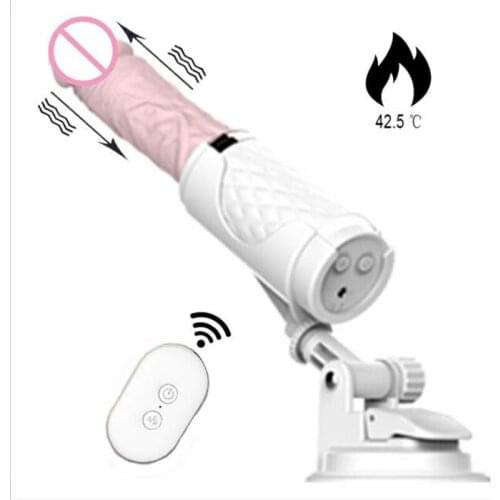 Automatic Telescopic Realistic Dildo Vibrators Heating Artificial Penis Vibrator Real Dick Pumping Gun Anal Sex Toys for Woman