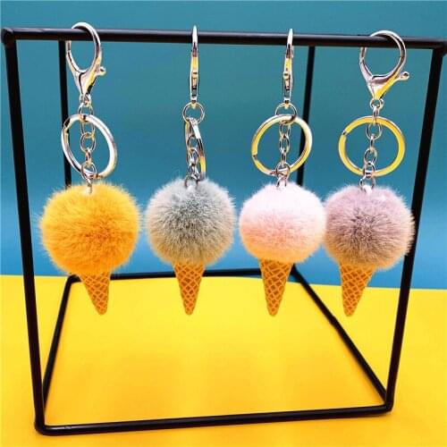 New Cartoon Fruit Keychain Student Cute Bag Pendant Multicolor Ice Cream Cone Plush Car Key Chain Creative Gift