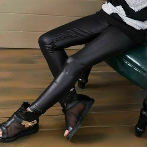 Infant Toddler Baby Kids Girls Black Stretchy Faux Leather Skinny Pants Leggings Fashion Trousers