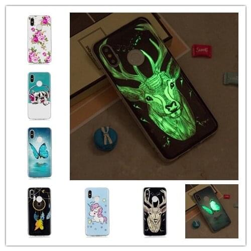 For Xiaomi Redmi S2 MI 8 Redmi Note 7 Pro Note 6 Cases Soft Luminous Glow Patterned TPU Noctilucent Silicone Cover Phone Shell