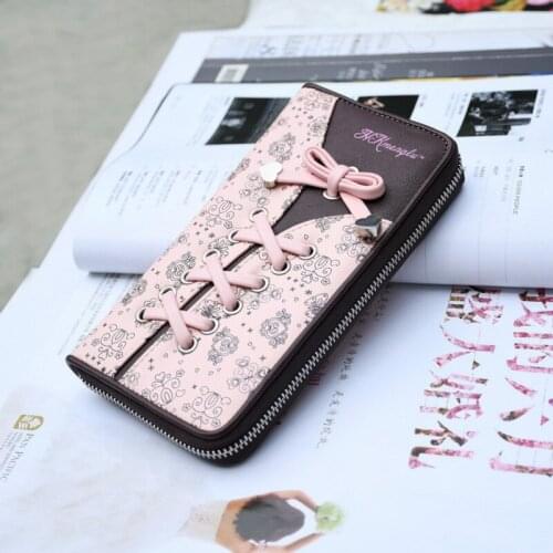 Womens Long Wallet Bow Clutch Coin Purse Zipper Handbag Large Capacity Mobile Phone Bag