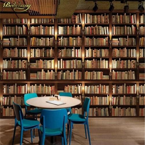 Beibehang Custom photo wall murals wall stickers 3d bookshelf bookcase background wall papel de parede