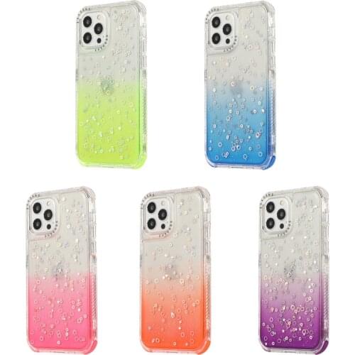 Gradient mobile phone glitter cover for iphone 12 pro max xs xr shockproof 11pro 8plus back case