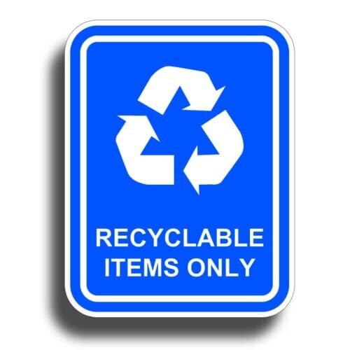 Creative environmentally friendly recyclables stickers blue recycling reuse container trash can label decals
