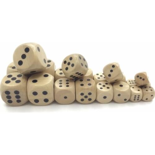 New 50Pcs High-quality 12mm 16mm 20mm 25mm Wooden Dice Children Teaching DIY Standard Cube Point Soild Wood Dice Wholesale