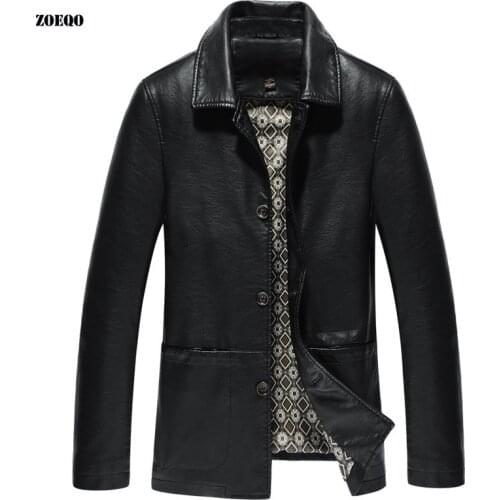 ZOEQO New plus size 4XL leather jackets pu leather 2016 spring male jacket formal mens leather clothing outerwear brown jaket
