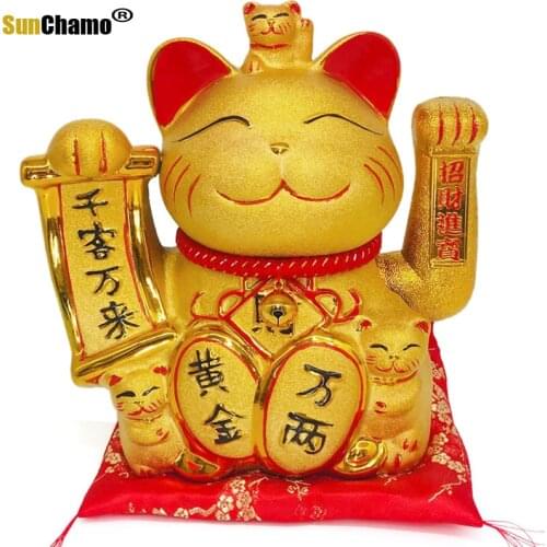 Hot Selling Newest Golden Lucky Cat Maneki Neko Piggy Bank Shop People Creative Decorations Ceramic Lucky Cat Money Boxes Craft