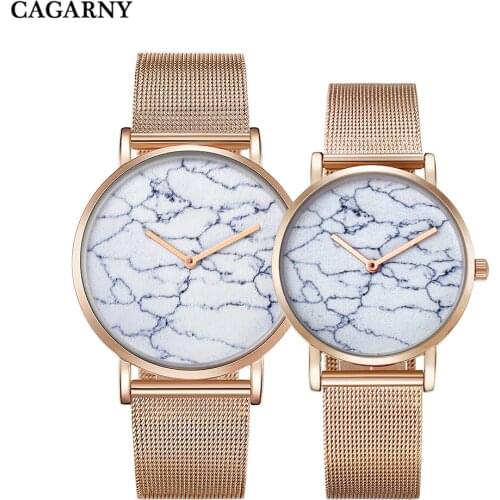 Minimalist Watch Women Rose Gold Stainless Steel Bracelet Mens Quartz Watches Marble Pattern Fashion Ladies Wristwatches XFCS