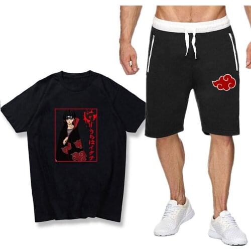 2021 Mens Short sleeve Anime Kakashi Sasuke Summer Mens Leisure style Harajuku high quality Cotton T Shirts Shorts suit