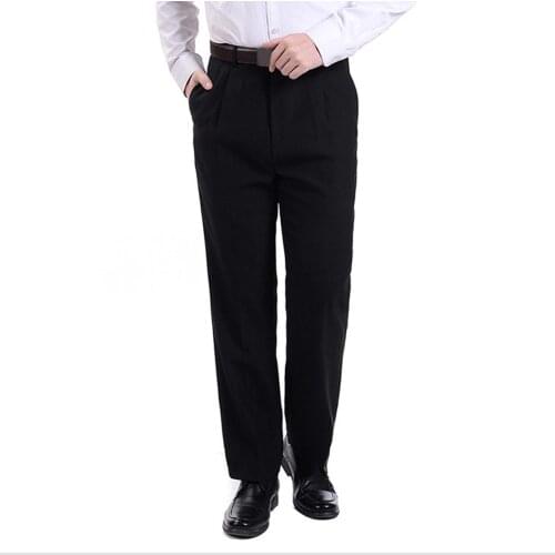 Men Autumn Warm Casual Long Trousers with Zipper Pockets Slims Fit Suit Pants