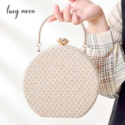 New Popular Handbag Small Round Luxury Bag Female Metal Hand Bags for Women Elegent Diamond Evening Clutch Purse Wedding Z175