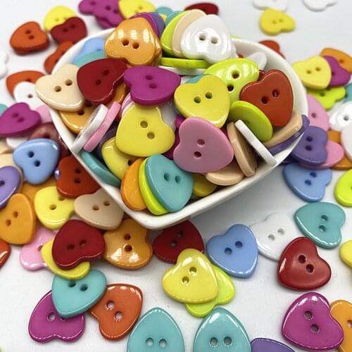 New 11-15mm Candy colored hearts Button Resin Sewing ButtonsDiy Scrapbooking Multicolourr