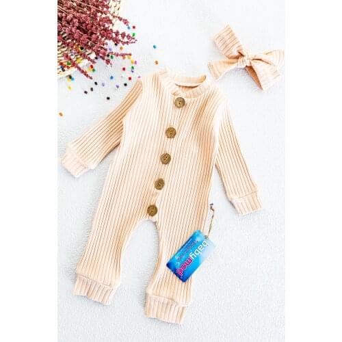 Buttoned Bandane Organic Baby Girl Jumpsuit