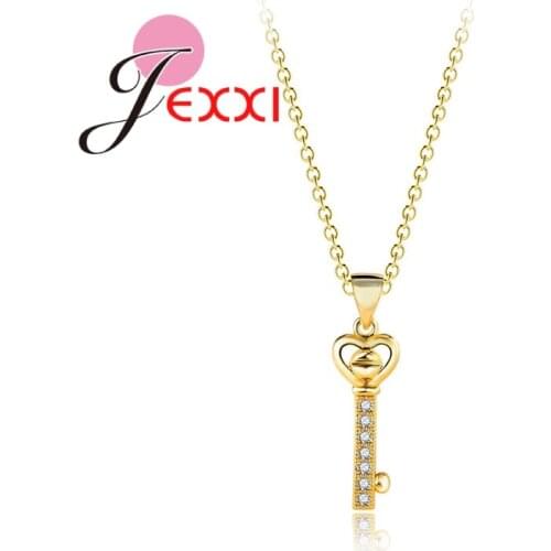Genuine Brand Magical Key Style Avantgrade 24K Gold Cubic Zirconia Adjustable Detachable Female Necklace Accessories