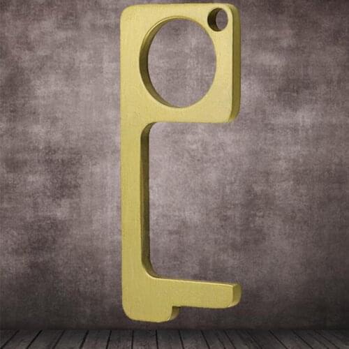 Portable Edc-Door Opener Door Handle Key Chain Pendant Press Elevator Tool Hygienee-Hand-Antimicrobial Brass Poignee De Porte
