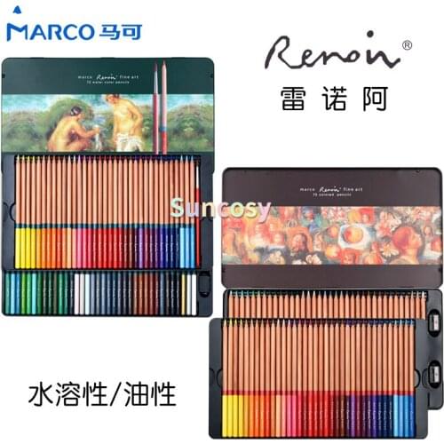 Marco Renoir 120 Colors Professional Oil Color Pencil 12/24/48/72/100/120 Art Set drawing sketch Colour colored pencils
