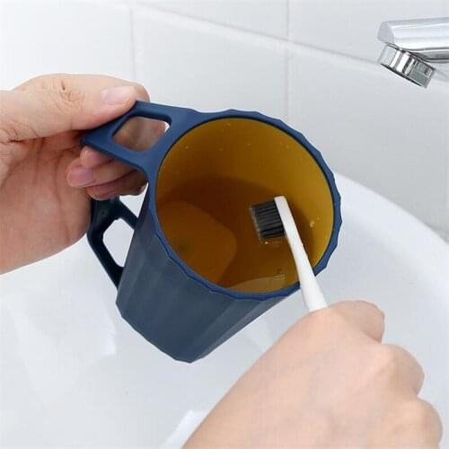 Simple Solid Color Household Wash Cup with Handle Toothbrush Cup Couple Creative Mouth Cup Childrens Cute Tooth Mug Plastic