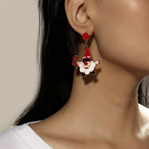 Christmas new autumn and winter simple and versatile earrings European and American fashion trend dripping Santa Claus earrings