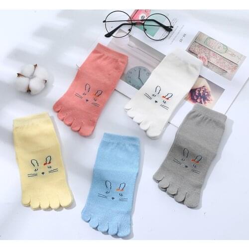 Rabbit Kitty Bear Kids Five Fingers Socks Girls Boys Socks Little Kids Toe Socks Children Toes Socks 3 Pairs/Set 3-9 years old
