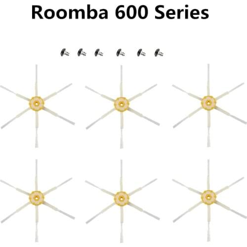 6pcs Accessories six-paw-Side brush For Irobot Roomba 600 621 630 645 660 670 680 Robotic Vacuum Cleaner Spare Part (Free scre)