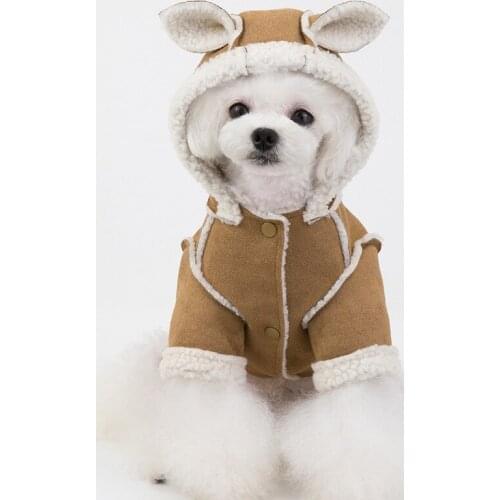 Warm Pet Dog Clothes Big Ear Puppy Dog Costume Dog Winter Clothes for Samll Medium Dogs Coat Suede Pet Clothing Ropa Para Perro