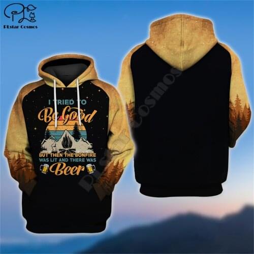 3D printed Beer Campfire Tent Hoodie Sweatshirt Hoodies Sweatshirt Hoodie Harajuku Autumn Streetwear women men Casual Tracksuit