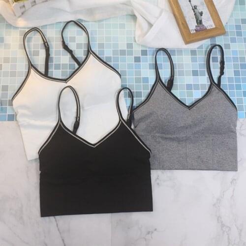 Seamless Striped Top One-Piece U-Shaped Back Crop Top Women Lingerie Simple Basic Underwear Camisole