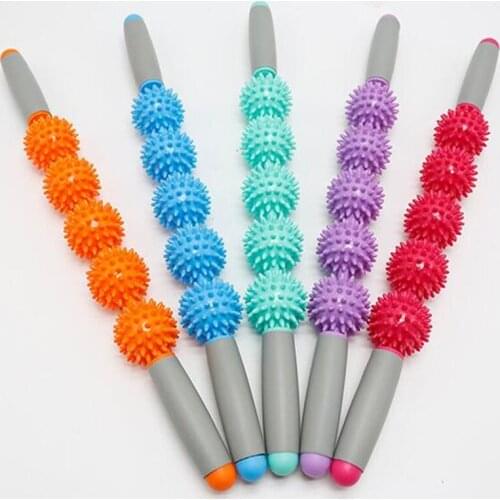 Gym Muscle Massage Roller Yoga Stick Body Massage Relax Tool Muscle Roller Sticks with 3 Point Spiky Ball